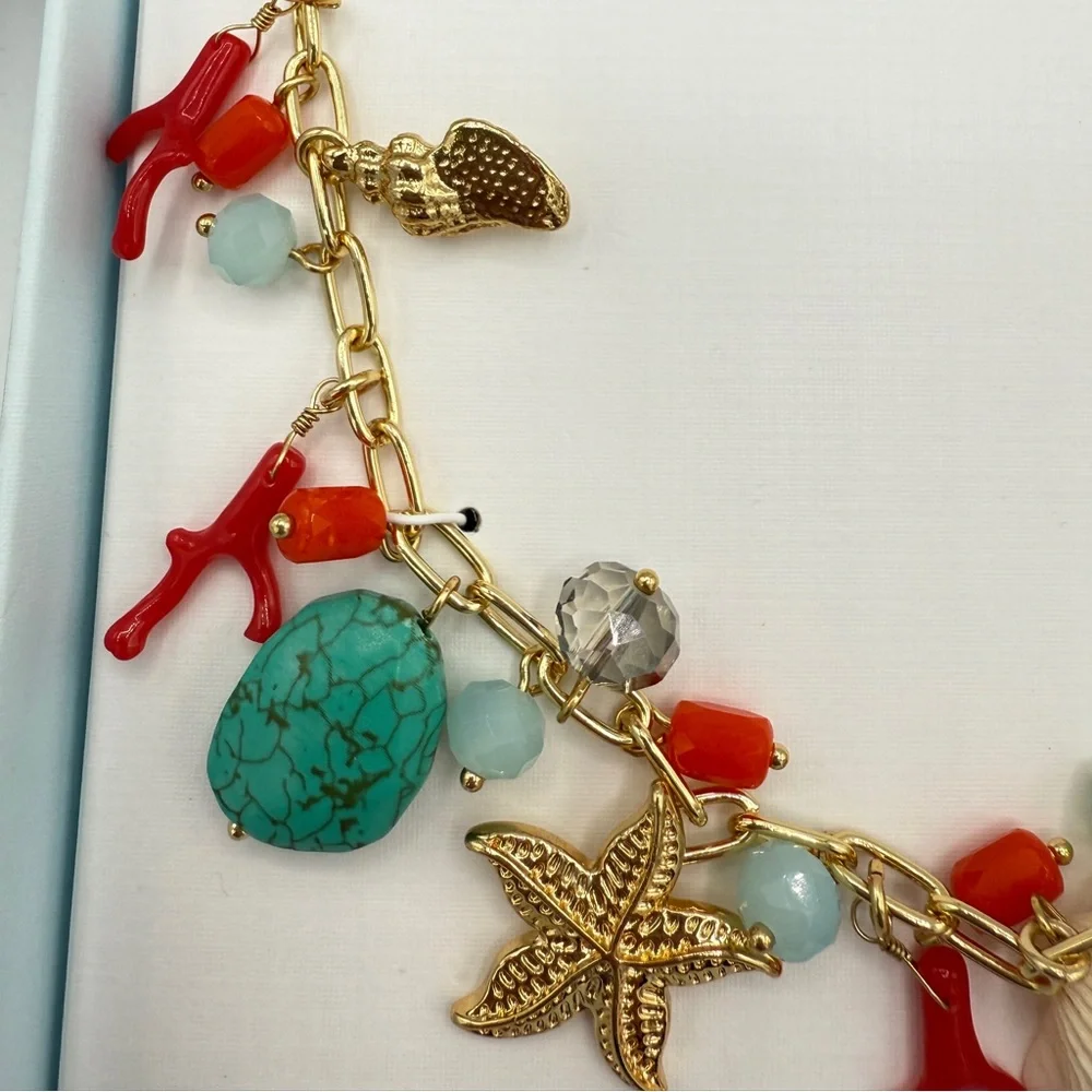 House of Harlow Natural Shell Necklace 17” with 3” Extender, (NIB) New in Box
